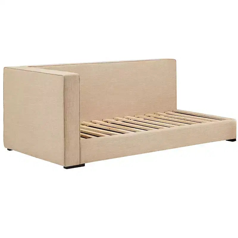 Cadre de lit plateforme capitonné jumeau – Beige