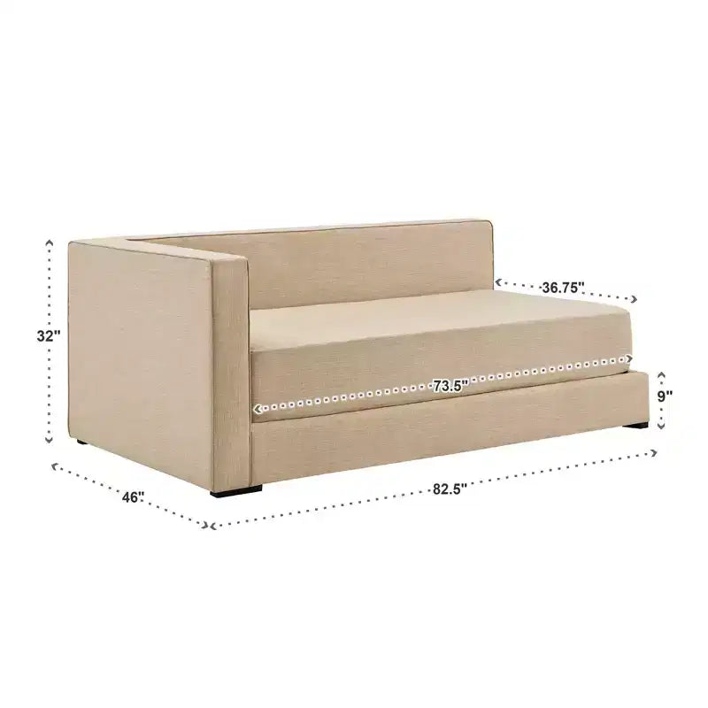 Cadre de lit plateforme capitonné jumeau – Beige