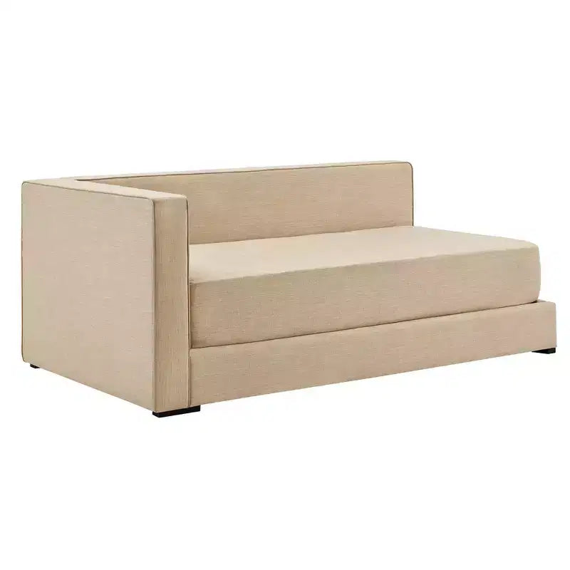 Cadre de lit plateforme capitonné jumeau – Beige