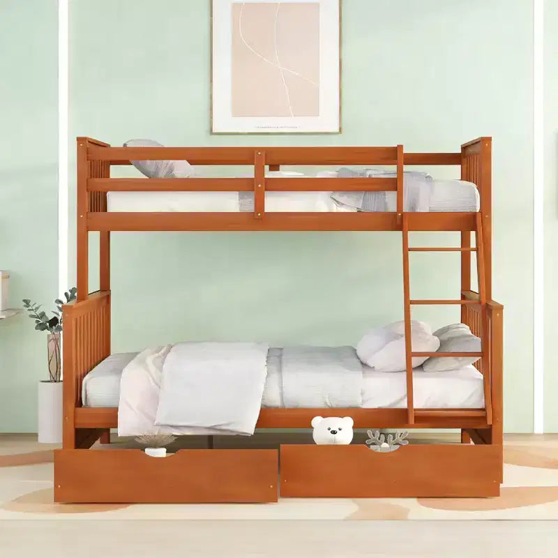 Lit superposé moderne en bois Luxystar, double au-dessus du complet, avec 2 tiroirs de rangement