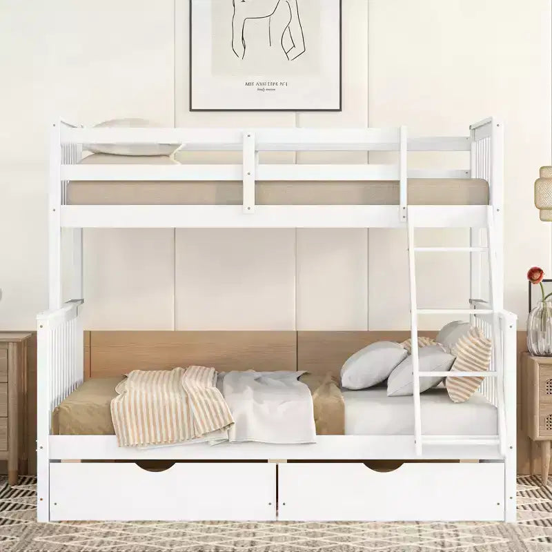 Lit superposé moderne en bois Luxystar, double au-dessus du complet, avec 2 tiroirs de rangement