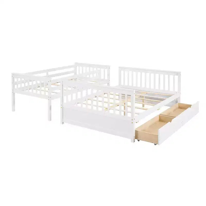 Lit superposé moderne en bois Luxystar, double au-dessus du complet, avec 2 tiroirs de rangement