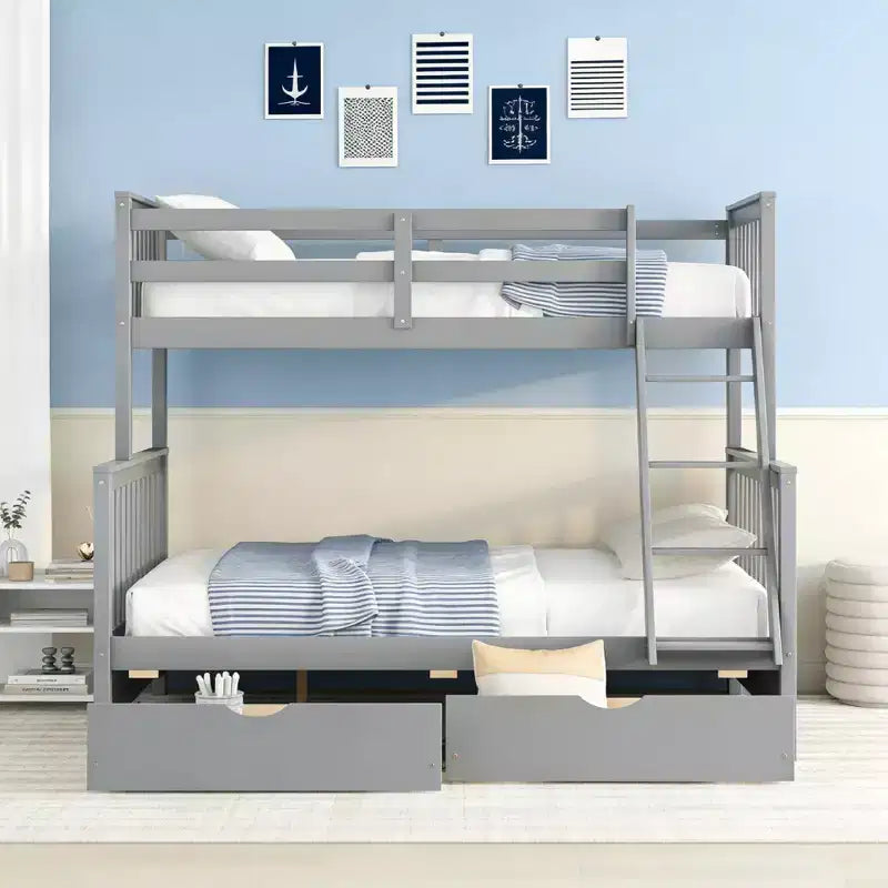 Lit superposé moderne en bois Luxystar, double au-dessus du complet, avec 2 tiroirs de rangement