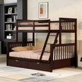 Luxystar Modern Twin Over Full Wooden Bunk Bed with 2 Storage Drawers