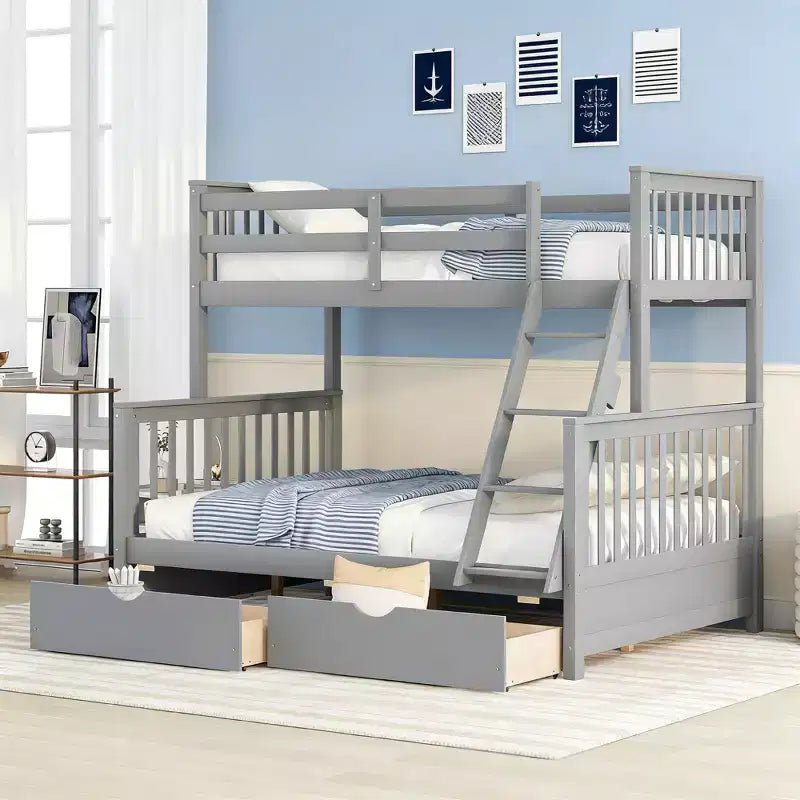 Lit superposé moderne en bois Luxystar, double au-dessus du complet, avec 2 tiroirs de rangement