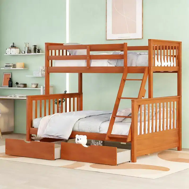 Lit superposé moderne en bois Luxystar, double au-dessus du complet, avec 2 tiroirs de rangement