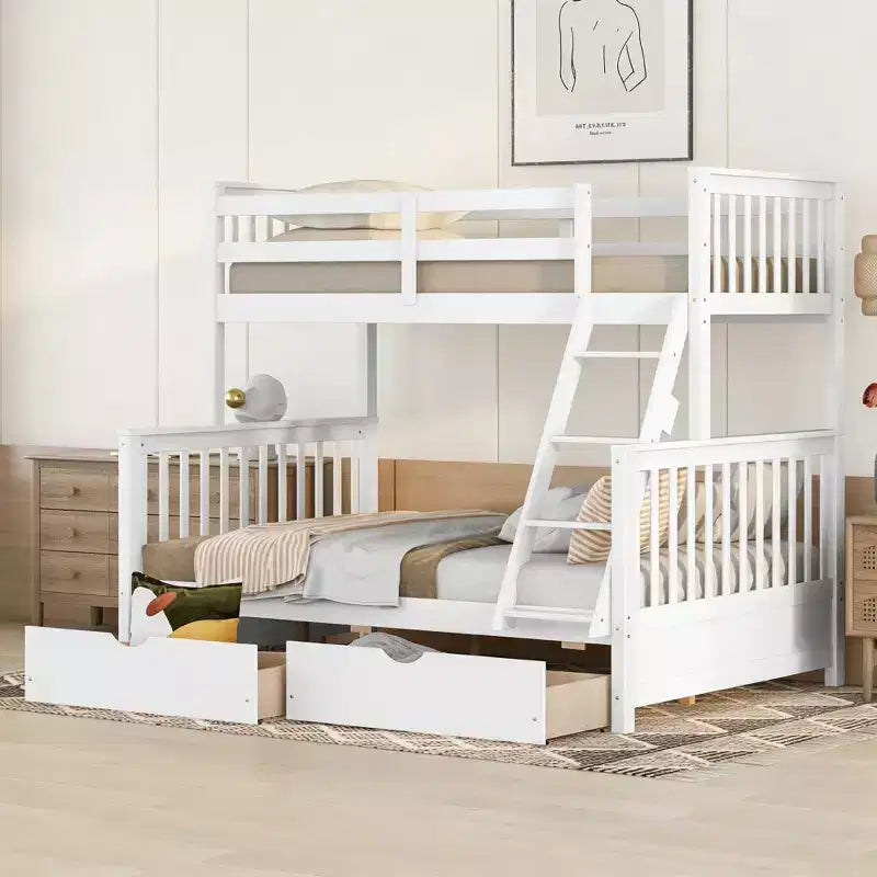 Lit superposé moderne en bois Luxystar, double au-dessus du complet, avec 2 tiroirs de rangement