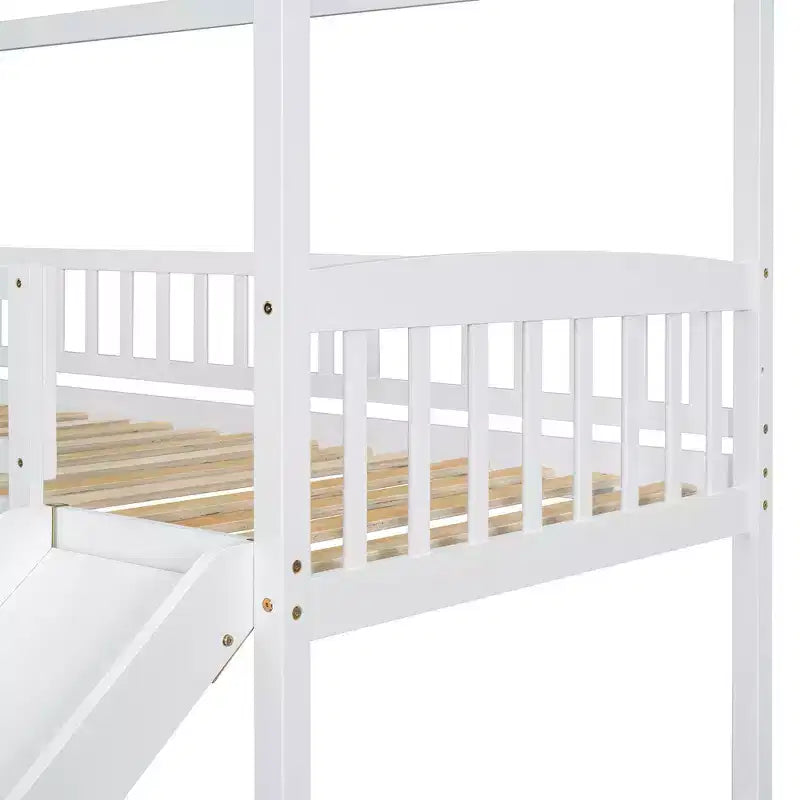 Lit superposé en L Luxystar avec escaliers de rangement et toboggan pour chambre d'enfant