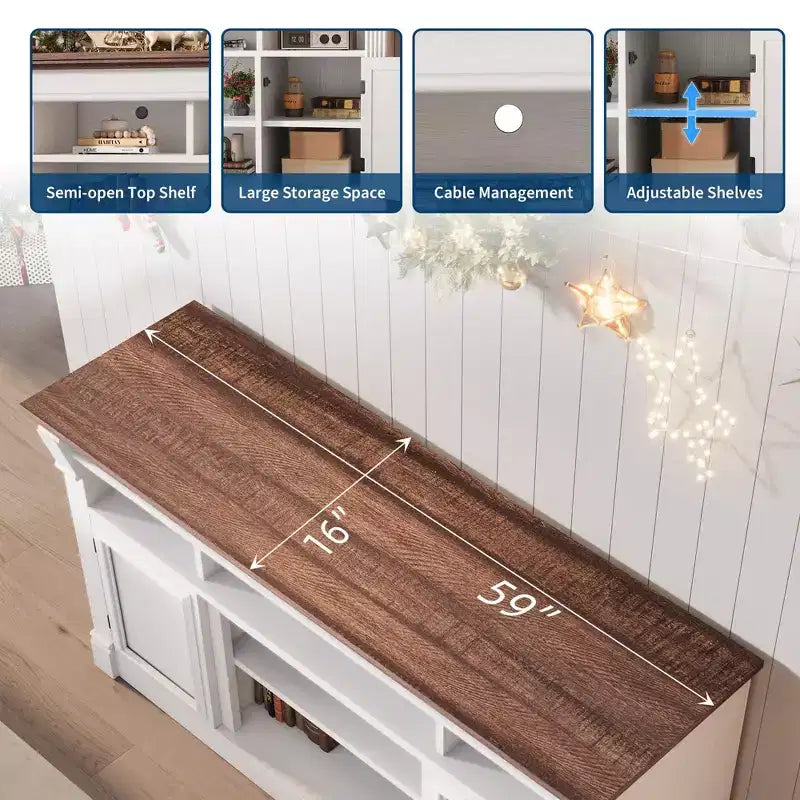 Meuble TV de style ferme – Meuble de divertissement pour téléviseurs jusqu'à 65 po