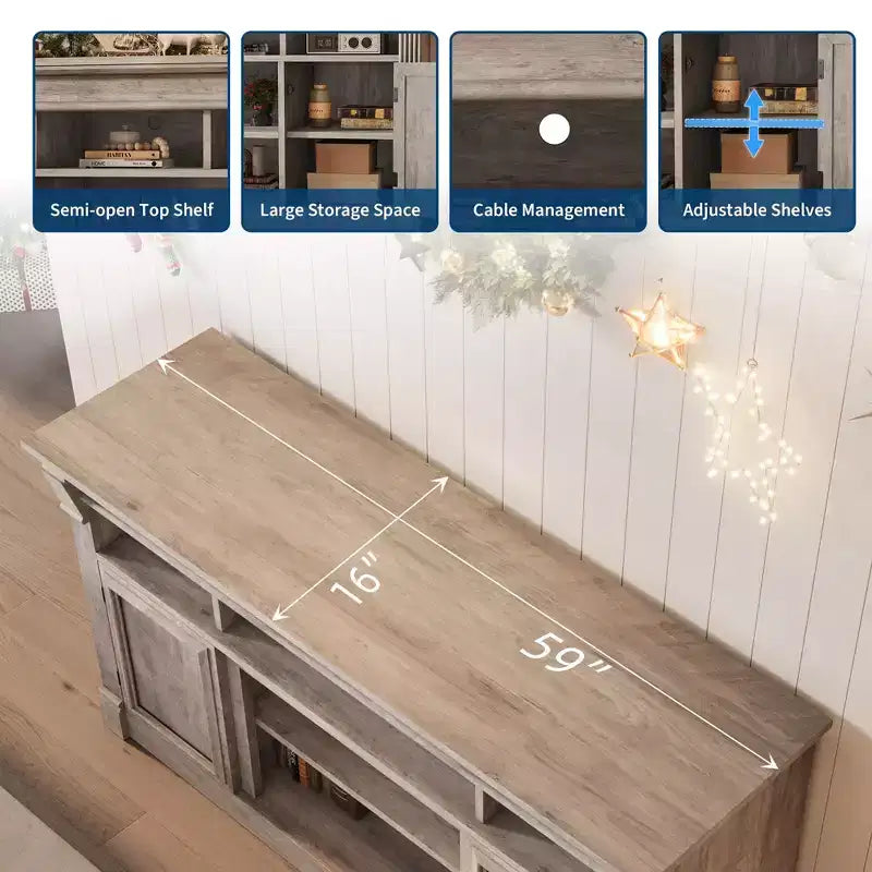 Meuble TV de style ferme – Meuble de divertissement pour téléviseurs jusqu'à 65 po