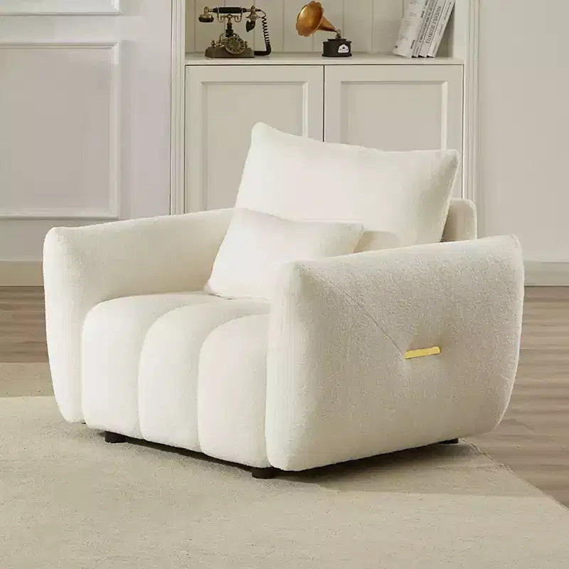 GDFStudio Alanna Modern Teddy Upholstered Accent Armchair with Pillow