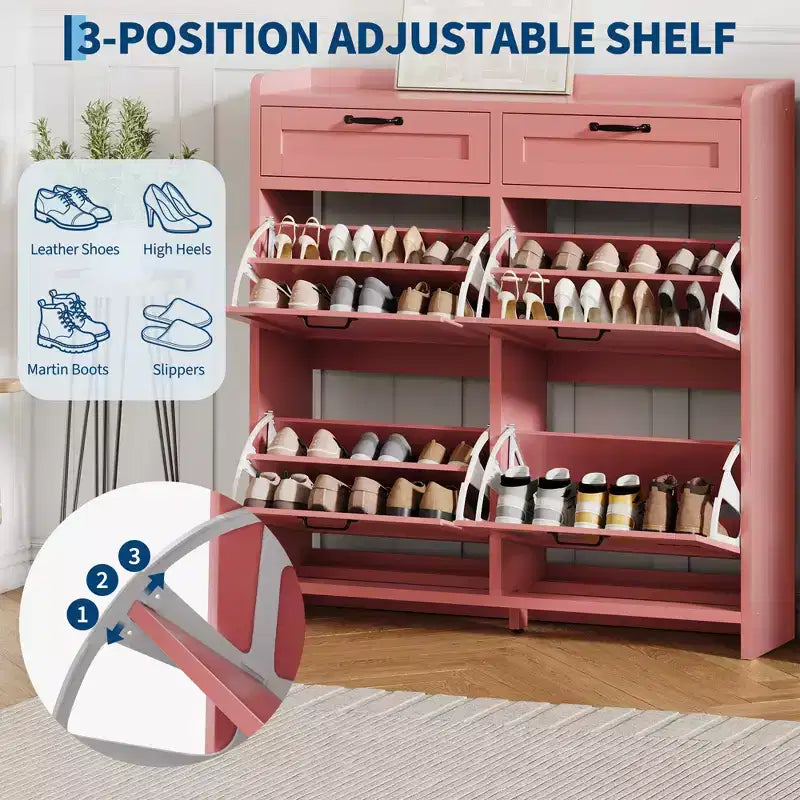 Meuble à chaussures avec 4 tiroirs basculants et 2 tiroirs supérieurs, Armoire à chaussures autoportante, Rangement de chaussures dissimulé, pour le salon