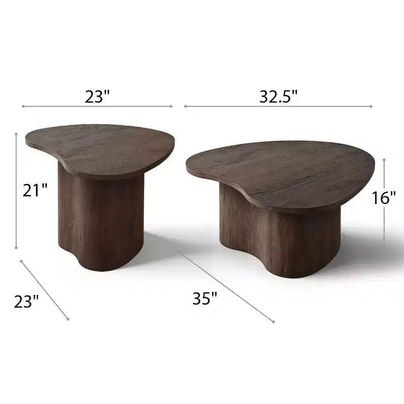 Lot de 2 tables basses modernes en forme de cœur, tables d'appoint gigognes, petit ensemble de tables basses décoratives pour salon ou appartement - Panipeachy