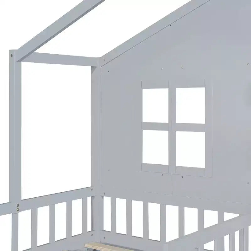 Lit plateforme Luxystar Twin House avec canapé, 2 tiroirs et étagères de rangement