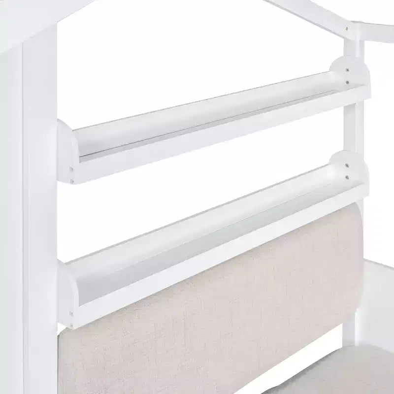 Lit plateforme Luxystar Twin House avec canapé, 2 tiroirs et étagères de rangement