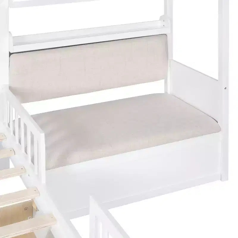 Lit plateforme Luxystar Twin House avec canapé, 2 tiroirs et étagères de rangement
