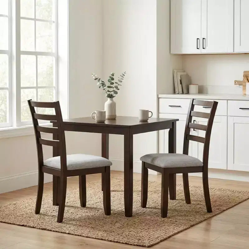 GDFStudio Parker Contemporary Wood Upholstered Dining Chair with Ladder Back (Set of 2)