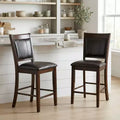 GDFStudio Grayson Farmhouse 25 Wood and Faux Leather Upholstered Counter Height Bar Stool with Footrest