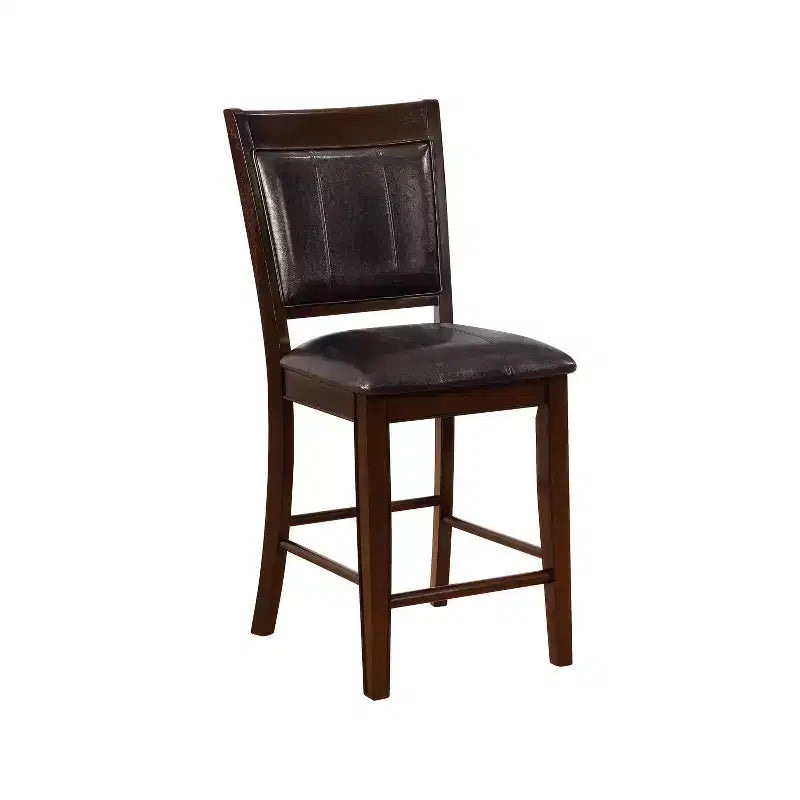 Tabouret de bar hauteur comptoir 63,5 cm en bois et similicuir - Style ferme