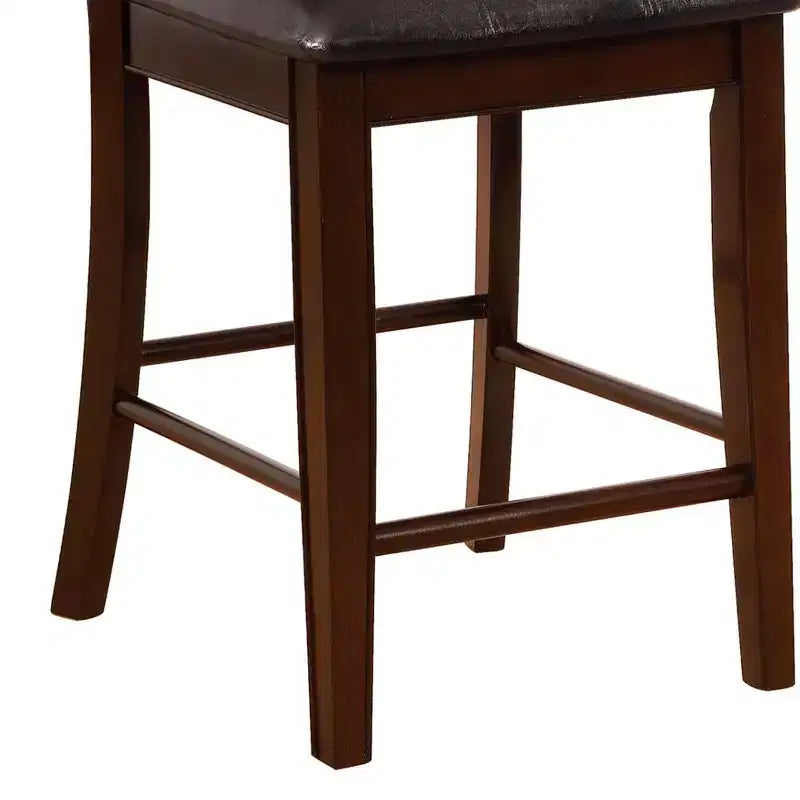 Tabouret de bar hauteur comptoir 63,5 cm en bois et similicuir - Style ferme