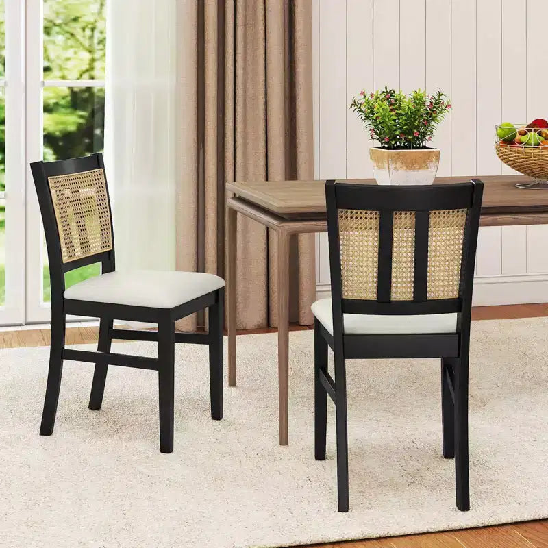 Chaise de salle à manger en rotin style ferme – Lot de 2 ou 4