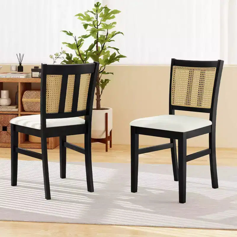 Chaise de salle à manger en rotin style ferme – Lot de 2 ou 4