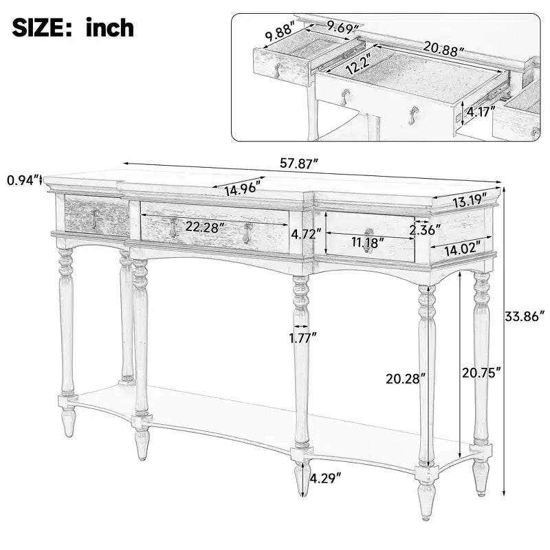 Console traditionnelle – Table de couloir d'entrée