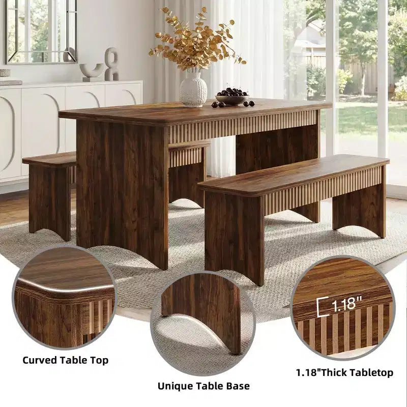 Ensemble repas 3 pièces en bois – Table et 2 chaises