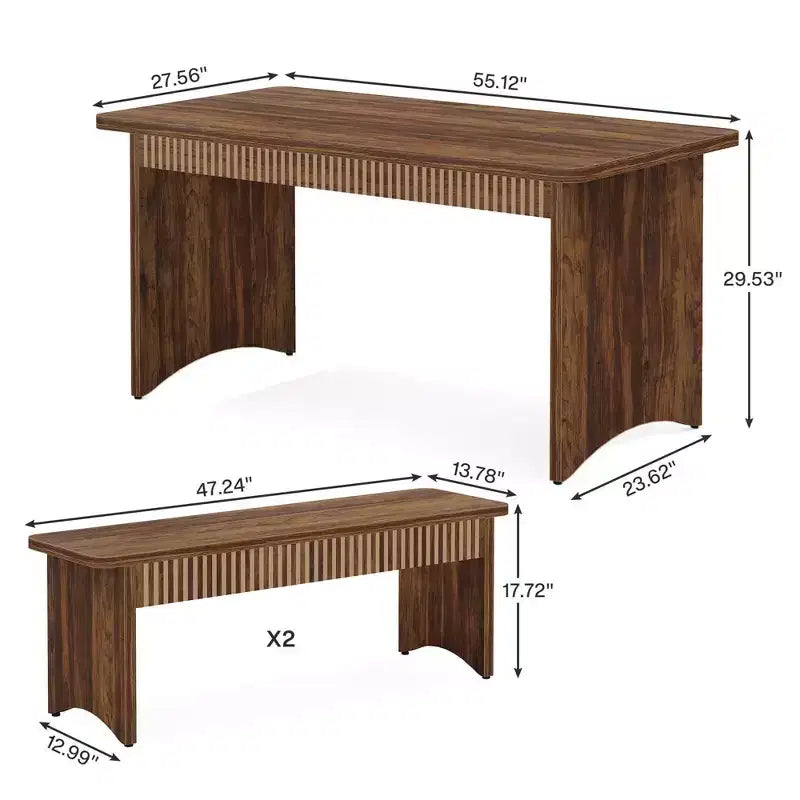 Ensemble repas 3 pièces en bois – Table et 2 chaises