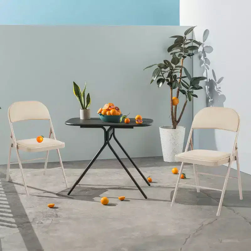 Lot de 4 chaises pliantes de salle à manger en cuir PU avec cadre en métal
