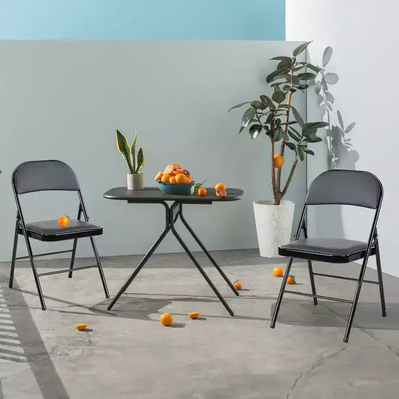 Lot de 4 chaises pliantes de salle à manger en cuir PU avec cadre en métal