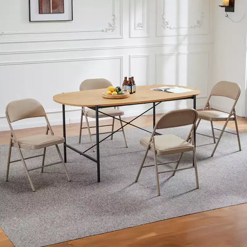 Lot de 4 chaises pliantes de salle à manger en cuir PU avec cadre en métal
