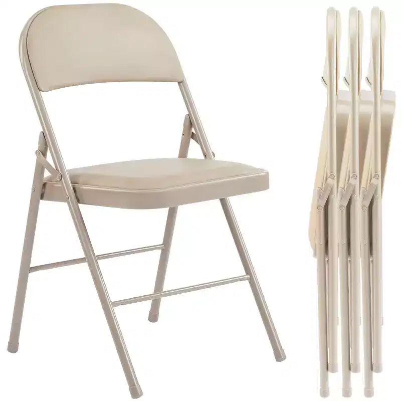 JIONJOY 4-Pack PU Leather Metal Frame Folding Chair