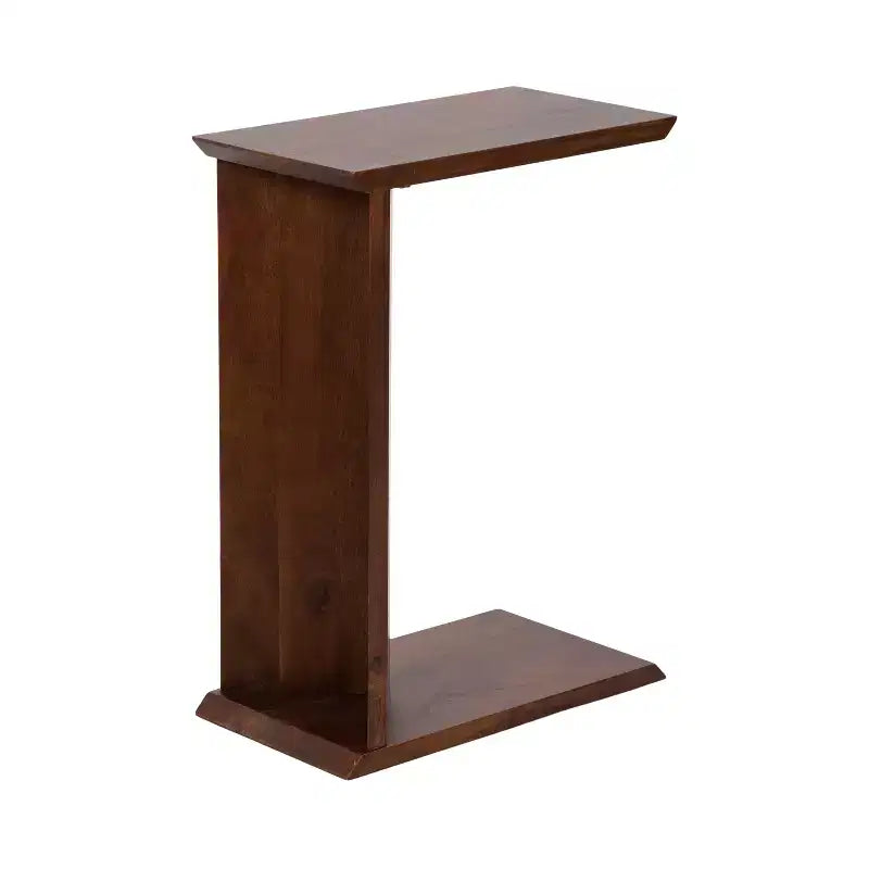 Table d'appoint en bois en C – Table basse d'appoint pour canapé et table pour ordinateur portable