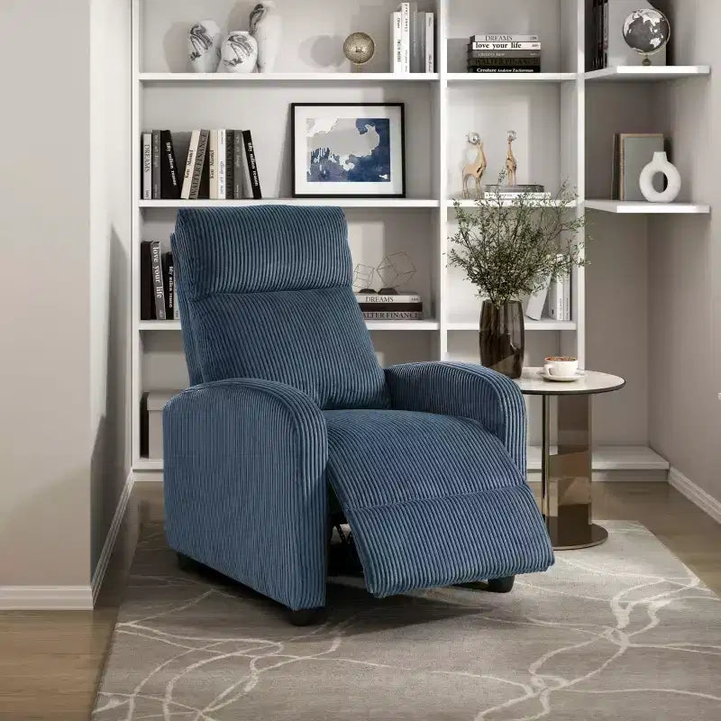 Fauteuil inclinable contemporain en velours côtelé avec dossier poussoir