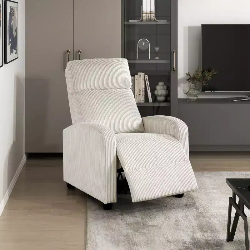 Fauteuil inclinable contemporain en velours côtelé avec dossier poussoir