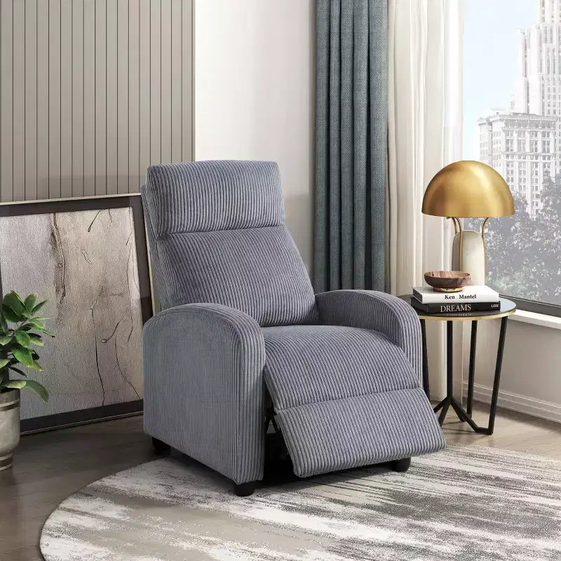 Fauteuil inclinable contemporain en velours côtelé avec dossier poussoir
