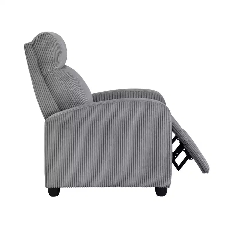 Fauteuil inclinable contemporain en velours côtelé avec dossier poussoir