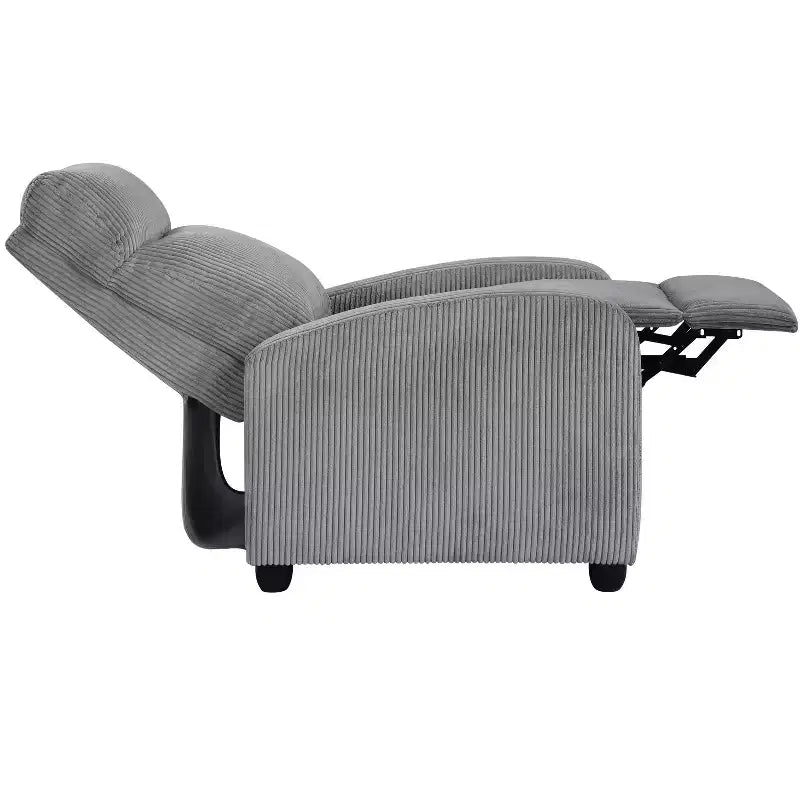 Fauteuil inclinable contemporain en velours côtelé avec dossier poussoir
