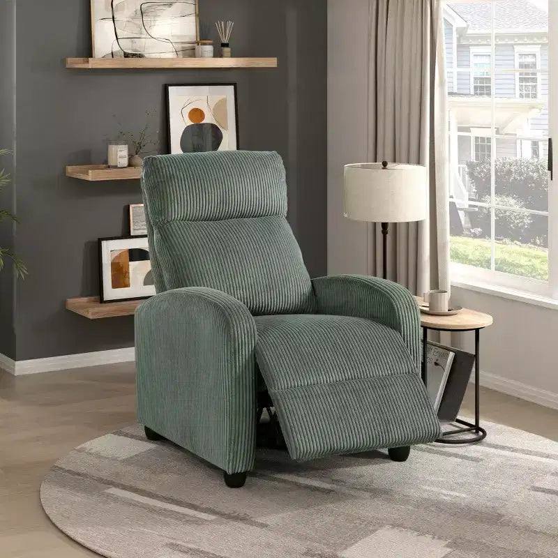 Fauteuil inclinable contemporain en velours côtelé avec dossier poussoir