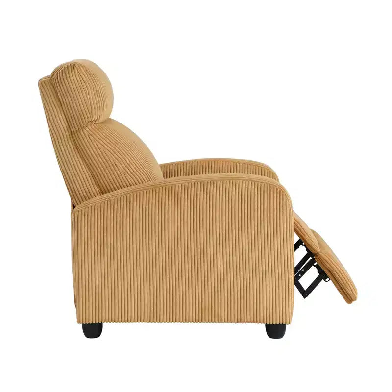 Fauteuil inclinable contemporain en velours côtelé avec dossier poussoir