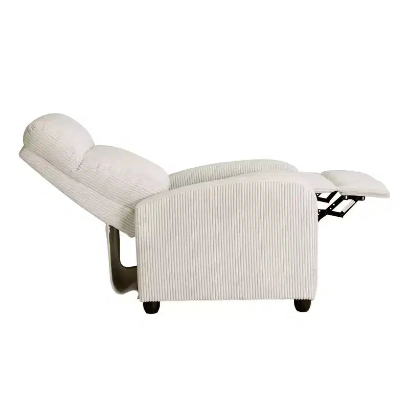Fauteuil inclinable contemporain en velours côtelé avec dossier poussoir