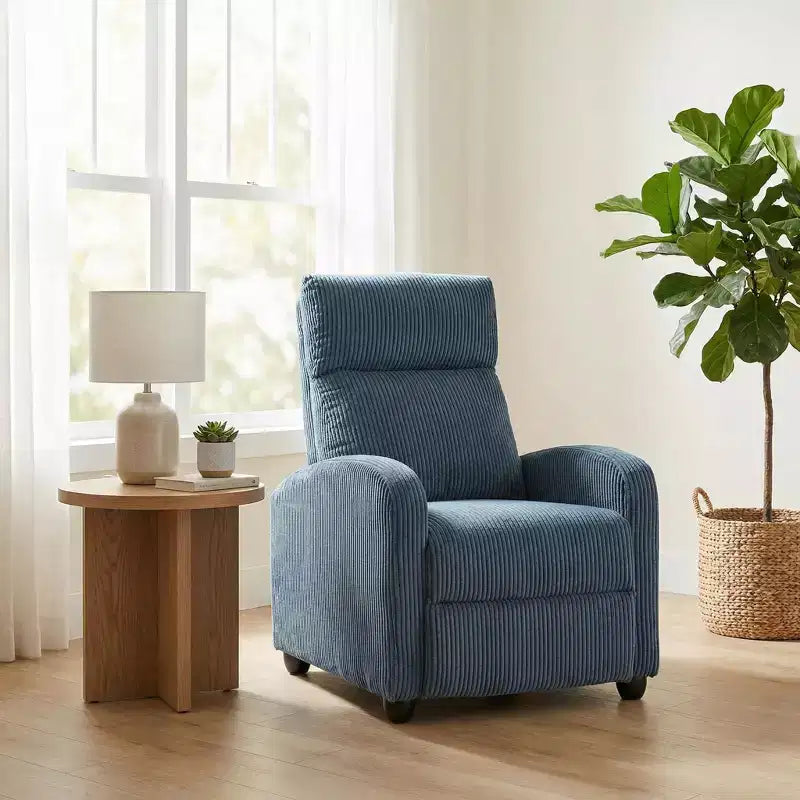 Fauteuil inclinable contemporain en velours côtelé avec dossier poussoir