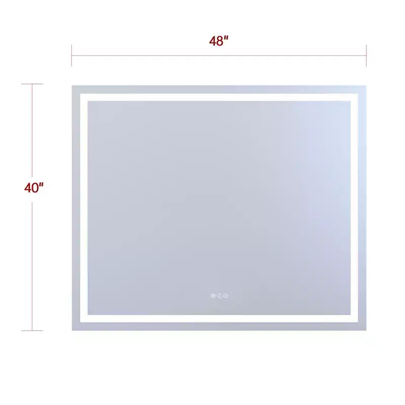 Miroir de salle de bain LED anti-buée 48x40 avec éclairage et variateur